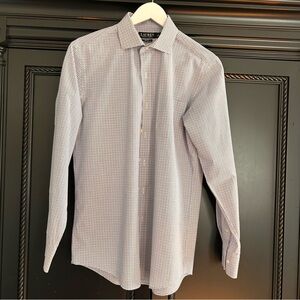Ralph Lauren Men's Dress Shirt Blue Micro-Check 15 1/2 inch neck 34/35